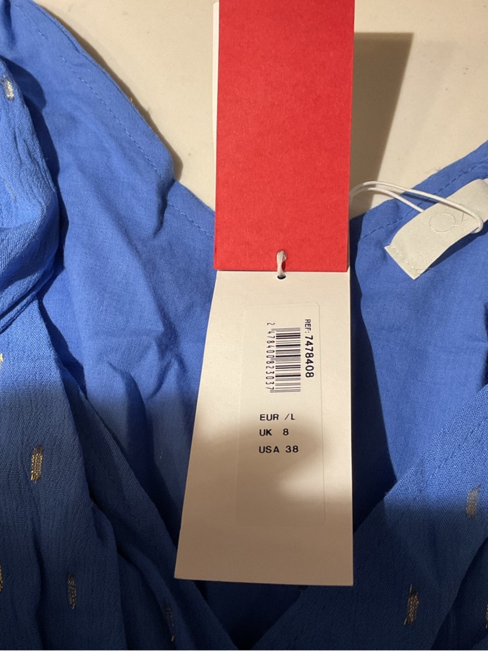 NWT Blue Sleeveless Dress with Metallic Dot Detail - Picture 6 of 6